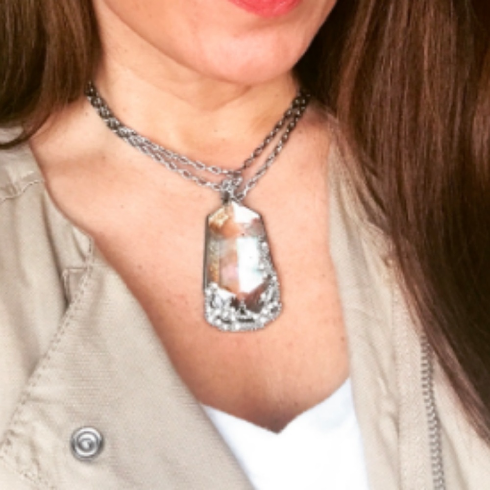 Ocean Lace Long Pendant Necklace